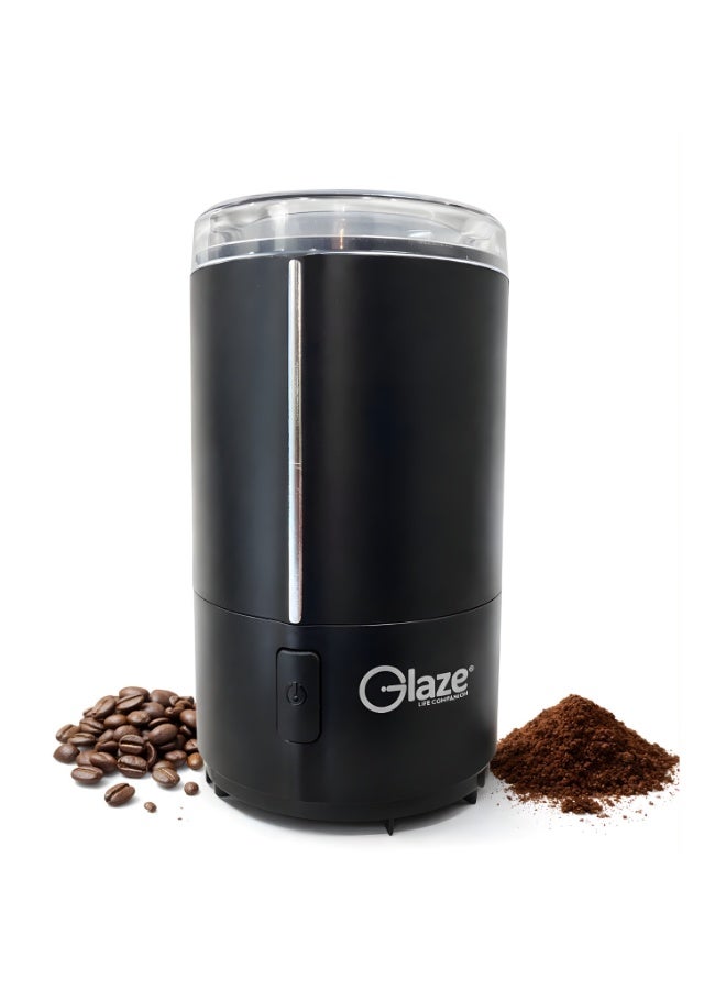 جليز مطحنة حبوب قهوة محمولة بقوة 150 واط مزودة بشفرة طحن من الفولاذ المقاوم للصدأ، سعة 50 غرام، تحكم بزر ضغط وقفل أمان، للاستخدام المنزلي والمكتبي والسفر والمطبخ - Image 1